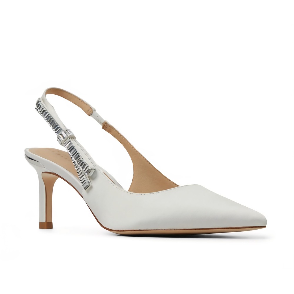 Ted Baker Janie White Satin Crystal Bow Slingback Pumps Wedding Heels NEW Size 7